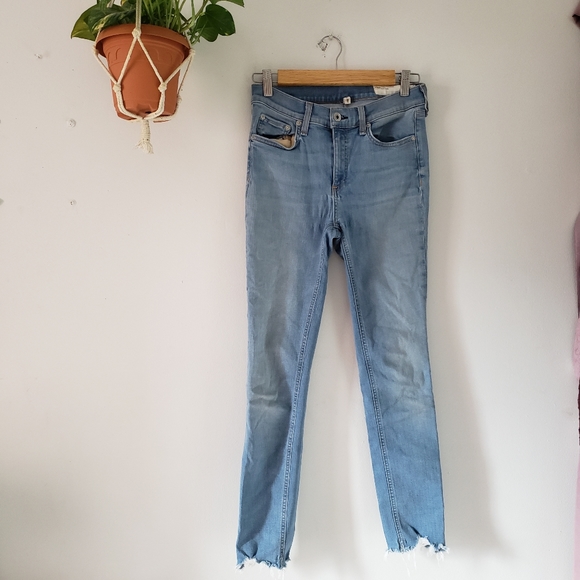 Rag & Bone Ankle Skinny Distressed Light Blue Wash Jeans In Hamilton 27 - Picture 3 of 14